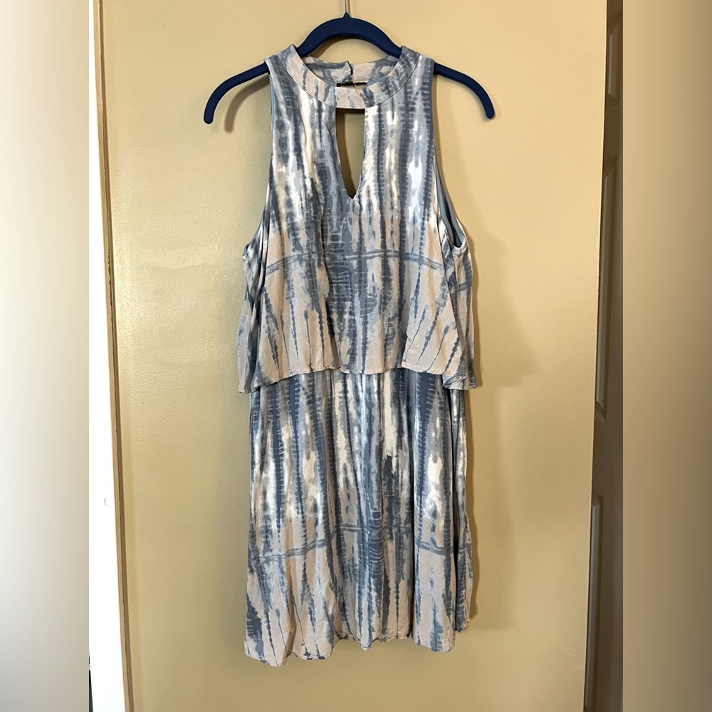 S Coverstiched Blue TieDie Dress